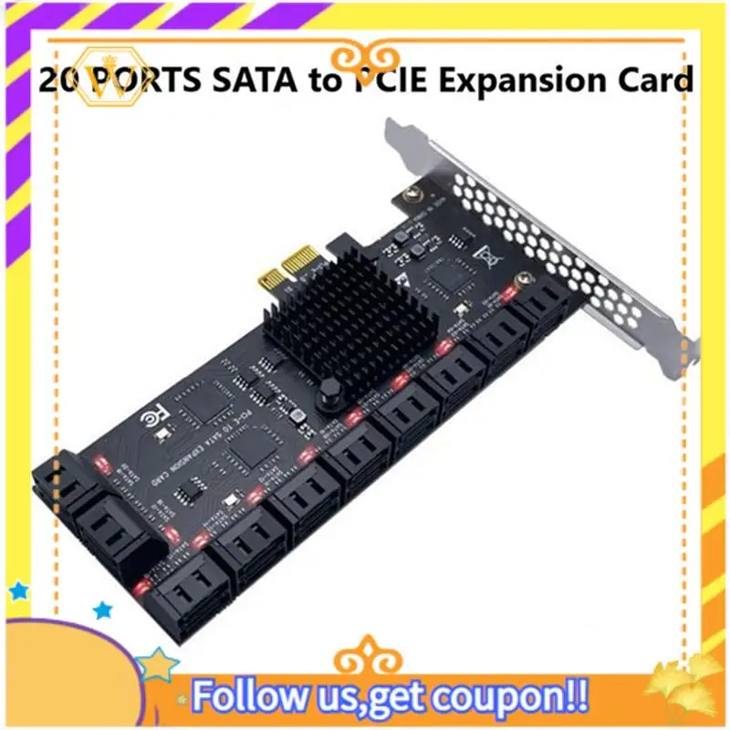 Latest-20 Ports SATA 3.0 Pcie Card Pcie Tosata Controller Expansion Card Support SATA 3.0 Devices