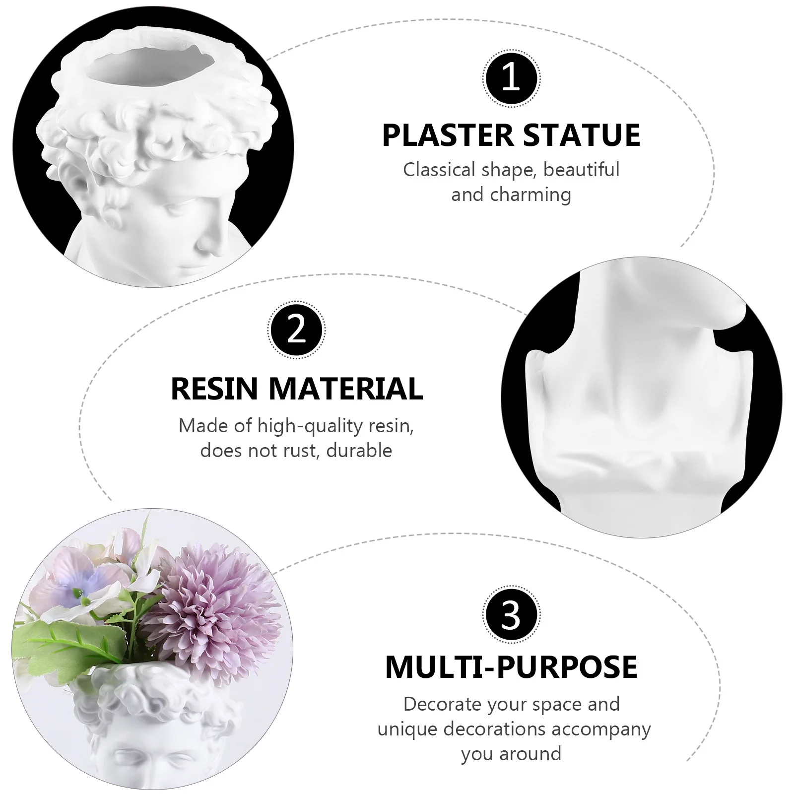 

1Pcs Classical Character Planter Resin Sculpture Vase Imitation Plaster Succulent Pot Artistic Home Garden Desktop Decoration