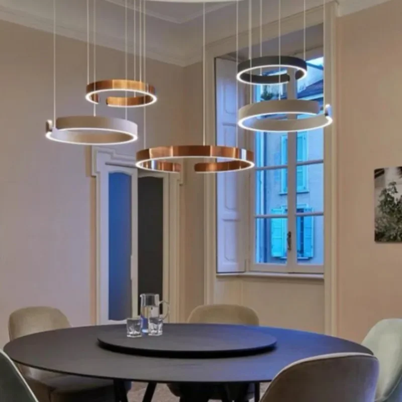 

Modern C Ring Led Pendant Lamp Dimmable for Dining Living Room Center Table Bedroom Chandelier Home Decor Luxury Lusters Fixture