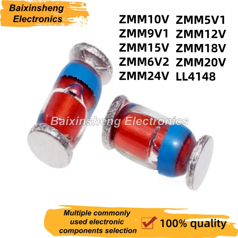 100PCS 0.5W 1/2W Zener Diode SMD LL34 ZMM10V ZMM9V1 ZMM15V ZMM6V2 ZMM24V ZMM5V1 ZMM12V ZMM18V ZMM20V LL4148
