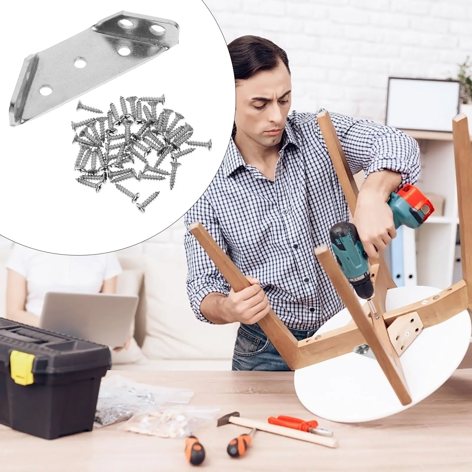 

10pcs Corner Braces Stainless Steel Multi-Angle Joint Fasteners Shelf Support For Furniture Wood Beam Screws Included Fixed