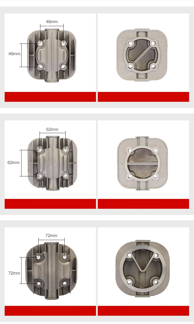 Luftkompressor-Zylinderkopf, 0,25/0,36/0,67/0,6/0,9 Aluminium-Anschlüsse, Kühlabdeckung, pneumatisches Antrieb – Detail 4