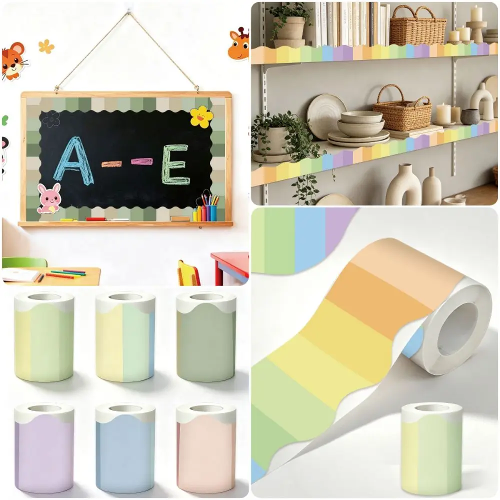 Colorful Decorative Border Trim Decals Self-Adhesive Macaron Color Wall Border Sticker DIY Accessories Versatile