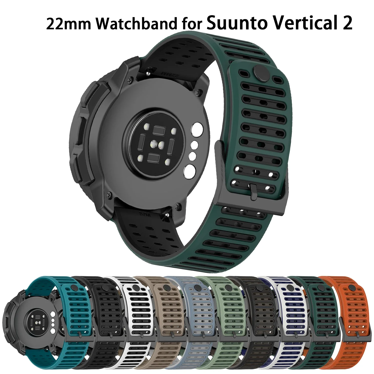 Image of 22 mm Uhrenarmband für Suunto Vertical 2 Sport Watch Fit Vertical 1 Race 2/S 5/9 Peak, Silikon-Uhrenarmband, Ersatzzubehör