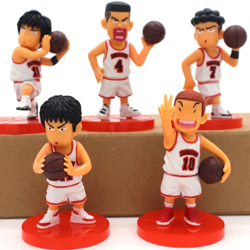 5Pcs/Set 8cm Anime Slam Dunk Akagi Takenori Rukawa Kaede Collection Action Figure GK Model Toy Doll Ornament Gift for Kids Fans