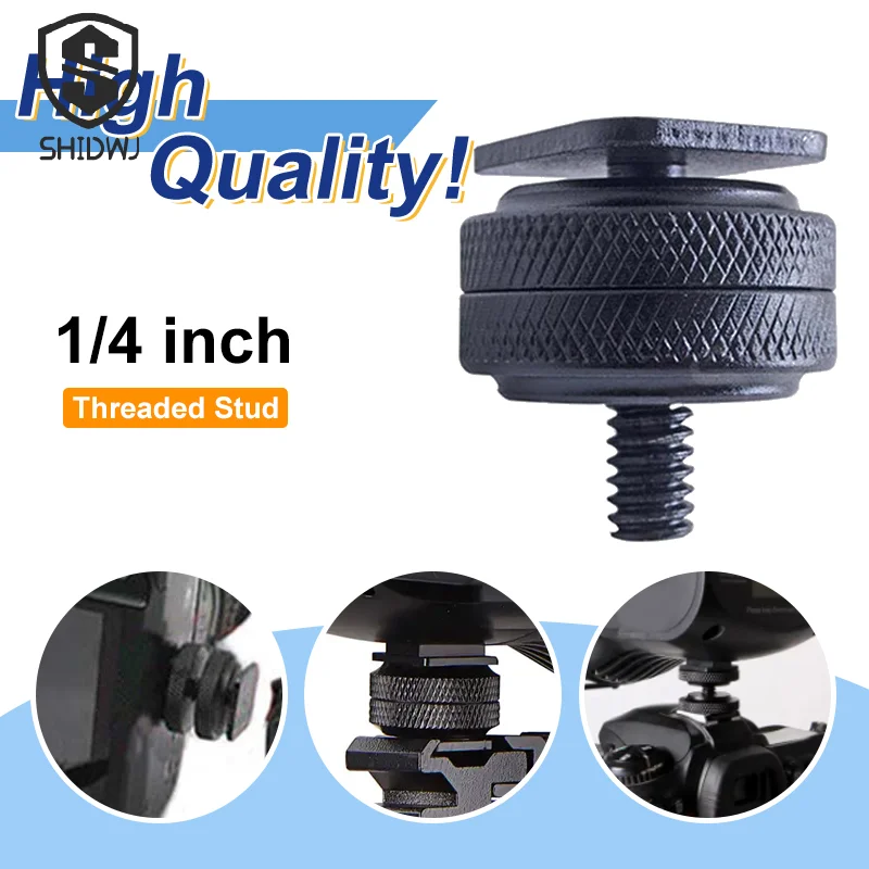 1/4 Inch Dual Nuts Tripod Mount Screws To Flash Camera Hot Shoe Adapter Hot Cold Shoe Connector For Camera Studio Accessories