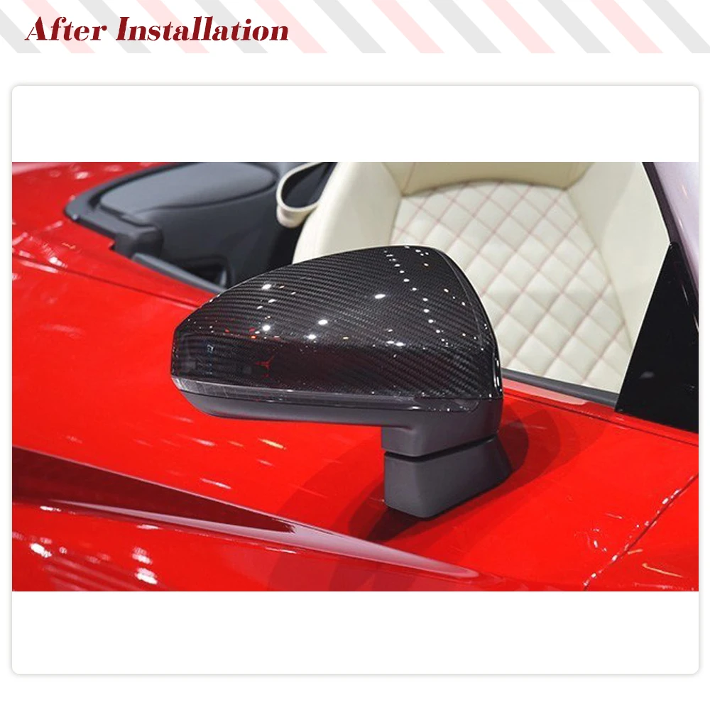 Carbon Fiber Rearview Mirror Cap Covers Trim for Audi TT TTS TTRS 2016-2020 Audi R8 2016-2019 Replacement Style ABS Black