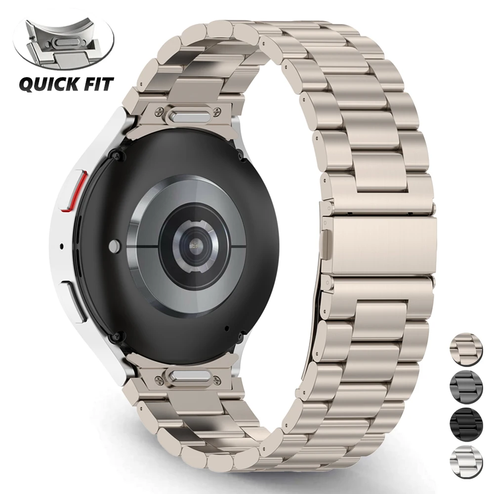 No Gaps Titanium Color Band for Samsung Galaxy Watch 7 6 4 5 Pro 45 40mm 44mm FE Classic 43mm 47mm 42 46mm Quick Fit Metal Strap