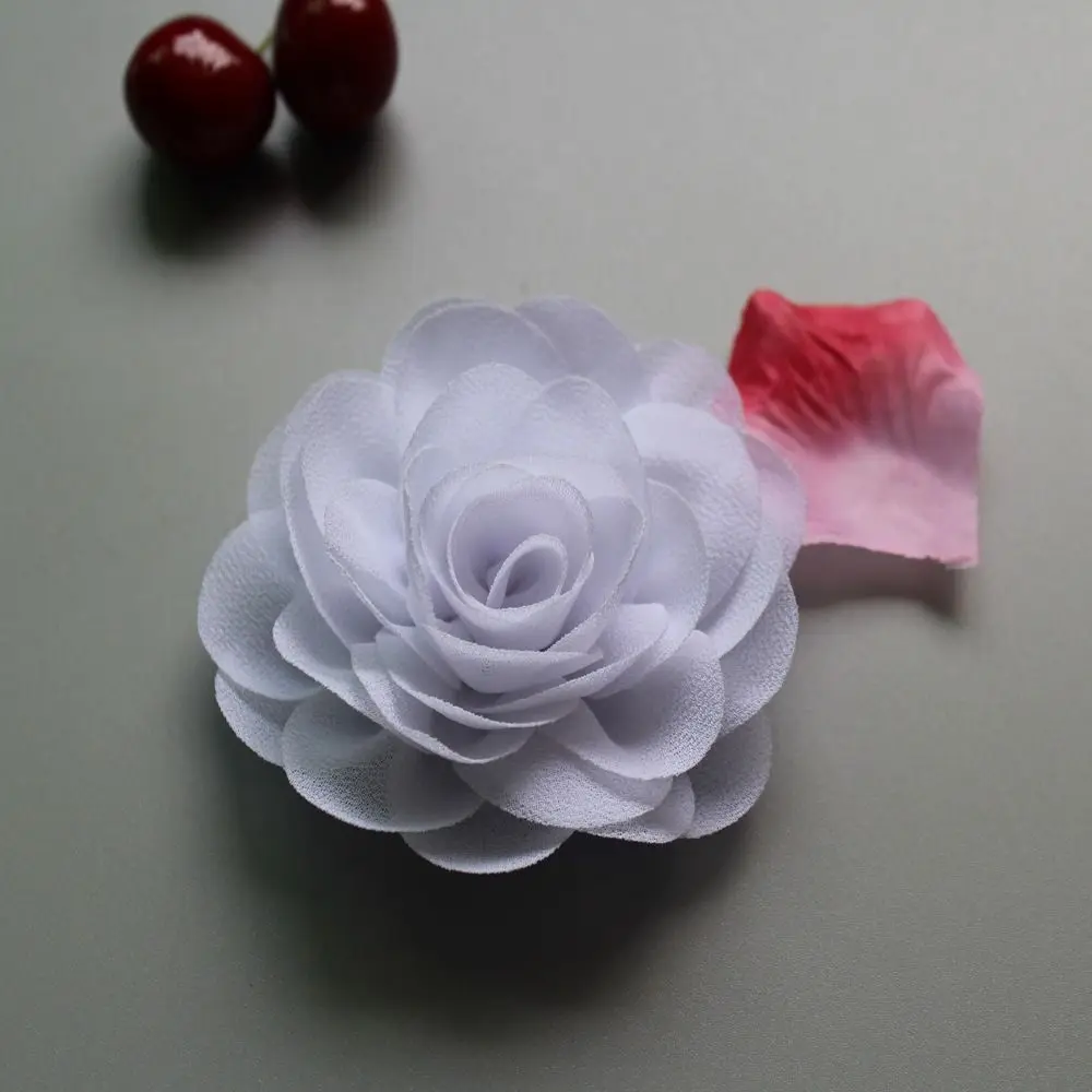 أنيقة الشيفون روز زهرة مشبك شعر أغطية الرأس الاصطناعية الأزهار منقار البط كليب روز زهرة الجانب كليب إكسسوارات الشعر