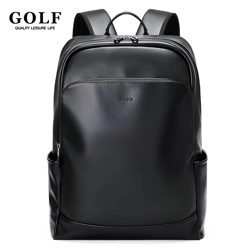 GOLF Men PU Leather Backpack Black Large Capacity Travel Business Laptop Backpack Fashion Luxury College Student School Bags New