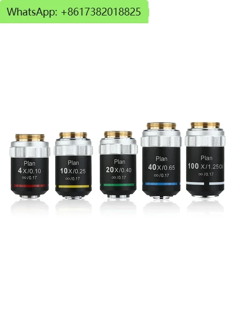 

High-end 195 flat infinity achromatic objective for biological microscope, 4X10X20X40X100X professional objective