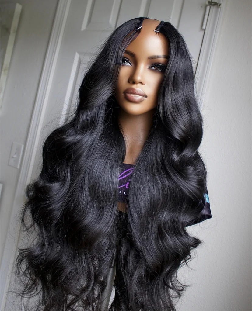 Long 30 Inch Glueless Body Wave U Part Wig 100% Human Hair Unprocessed Wavy Indian Remy V  Part Wig  Full End None For Women