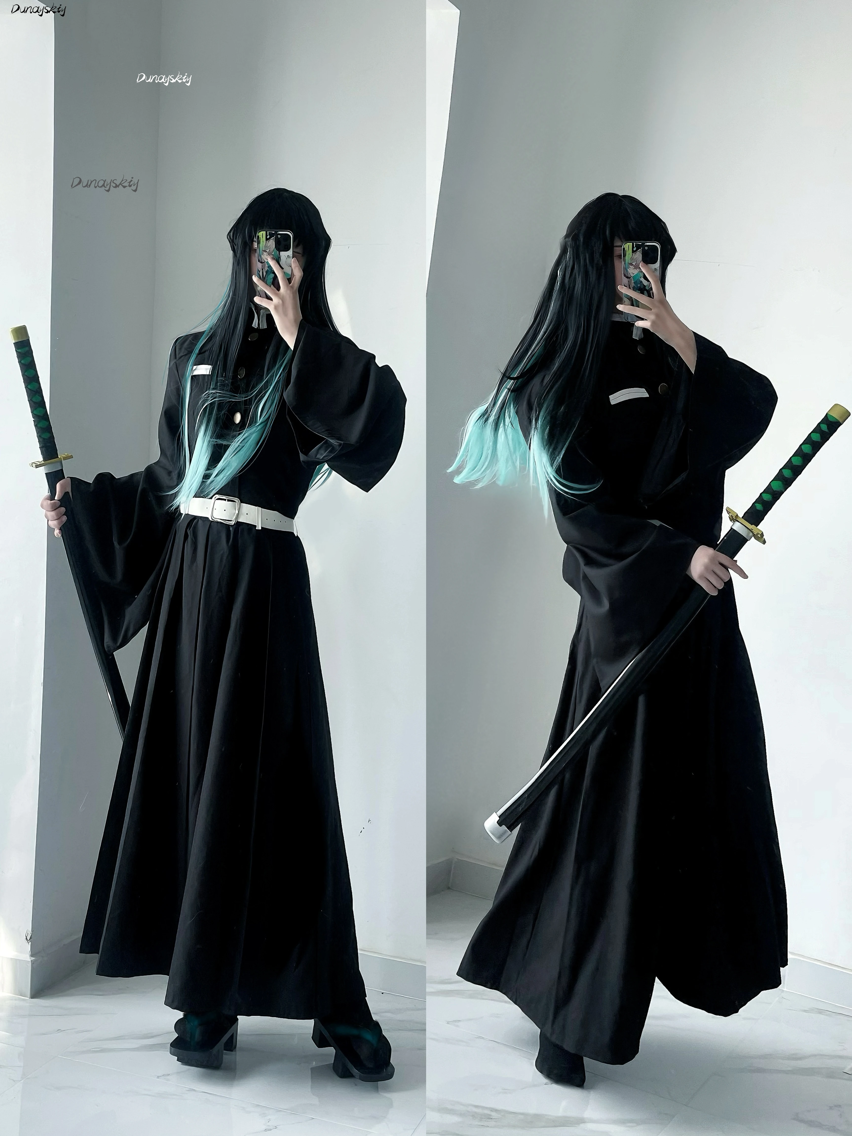 Tokitou Muichirou Costume Cosplay Uniforme Nera con Parrucca Prop Outfit Anime Giochi di Ruolo Vestiti per Halloween Natale Personalizzato