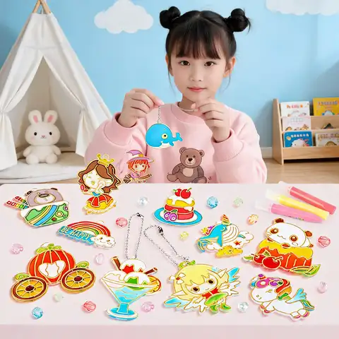 DIY Crystal Gel Painting Kit Craft Handmade Toy Children Graffiti Coloring Gift Fairy Tale & Animal Themes Educational Art Kits