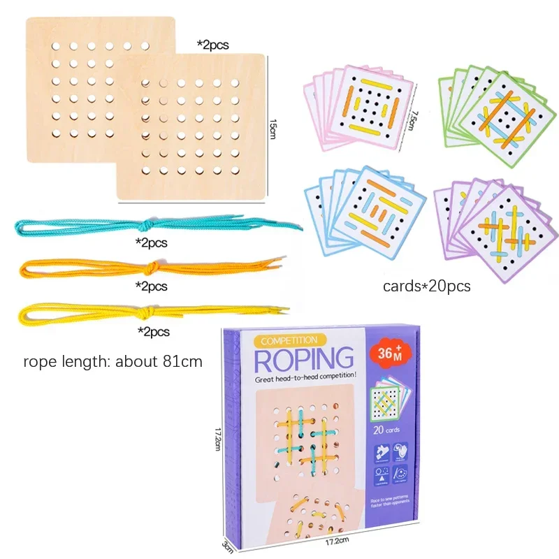 어린이 몬테소리 장난감 미세 운동 기술 훈련 유아를위한 스레딩 장난감 논리적 사고 사회 게임 조기 교육 선물