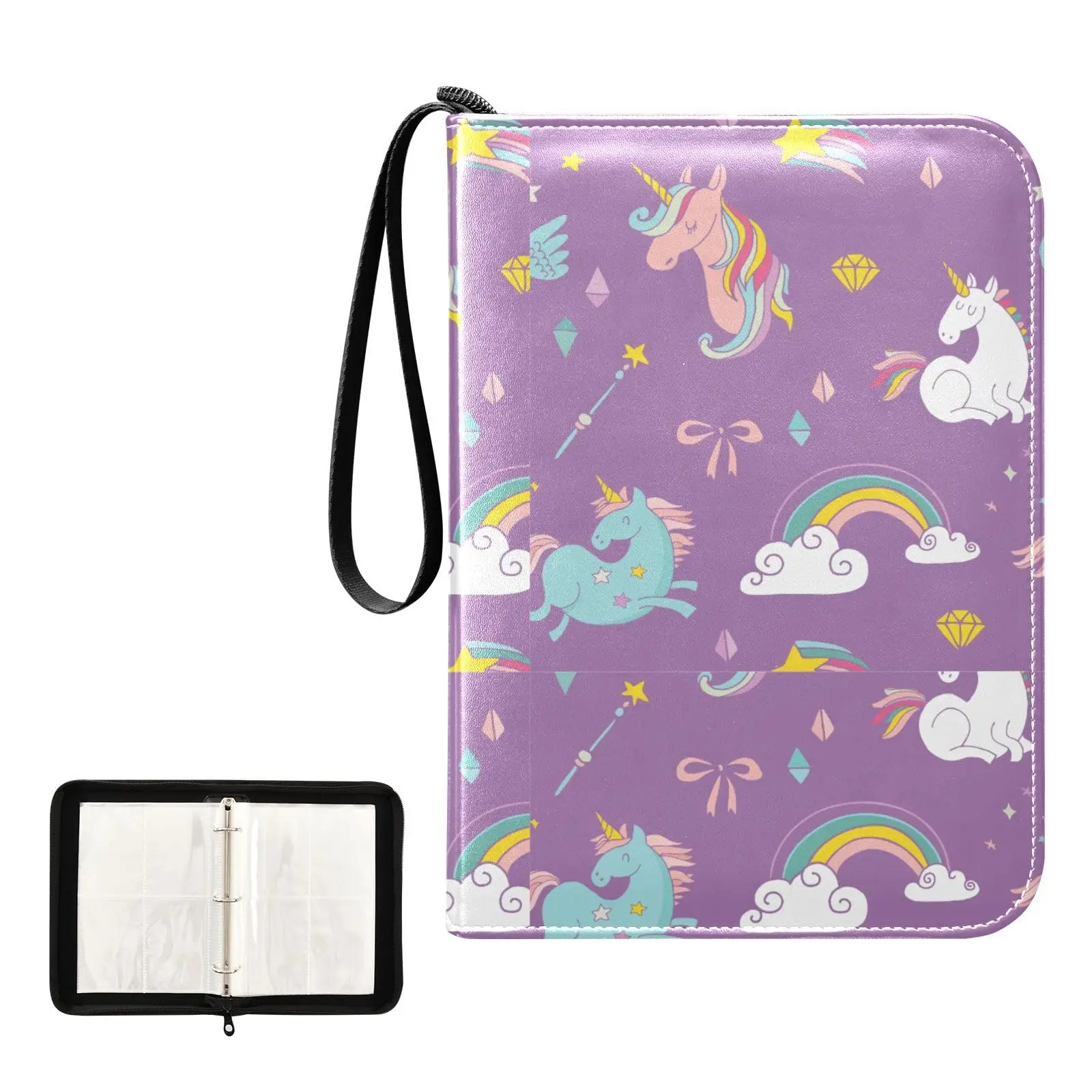 

Unicorn Album 4 Pocket Cards Binder, 400 Double Sided Pocket Album for Sport Game Cards, Unique Card Collection Storage