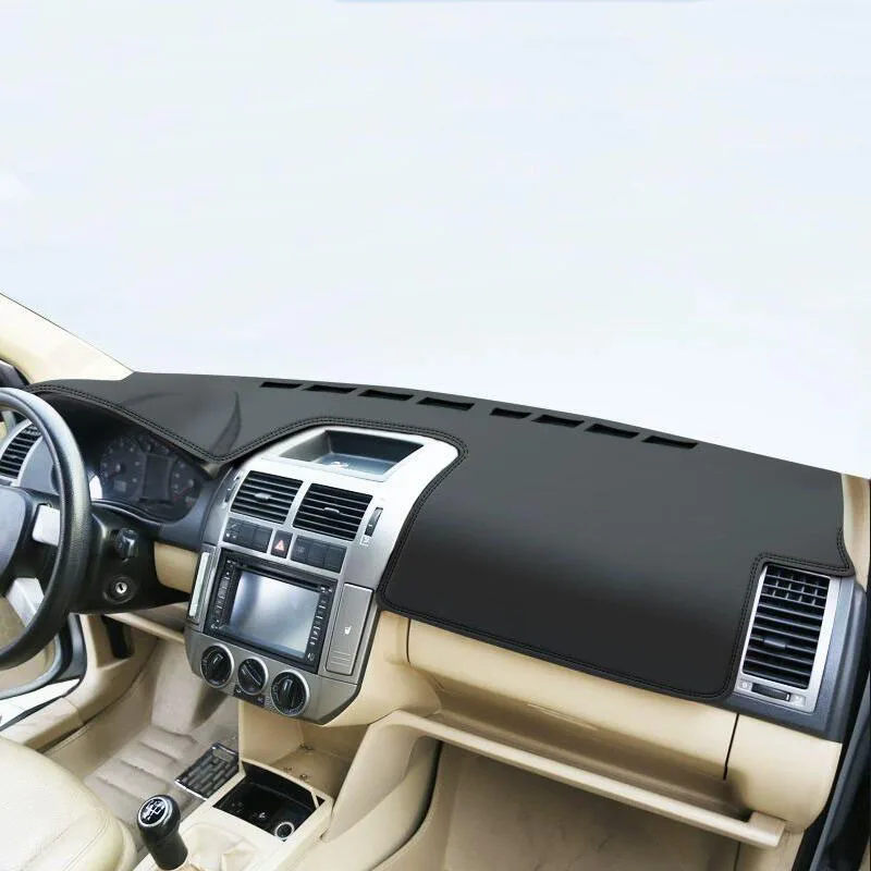 Leather Dashboard Cover Leather Dash Mat Anti-Glare Dashboard Pad For VW Polo Plus 2001 2002 2003 2004 2005 2006 2007 2008 -2018