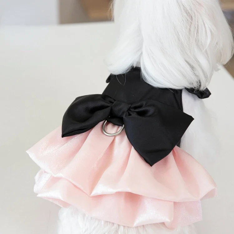 Pet Shiny Yarn Skirt Color Contrasting Bow Skirt Cat and Dog Teddy Dress INS Fashion Pet Clothing Dog Dresses for Small Dogs