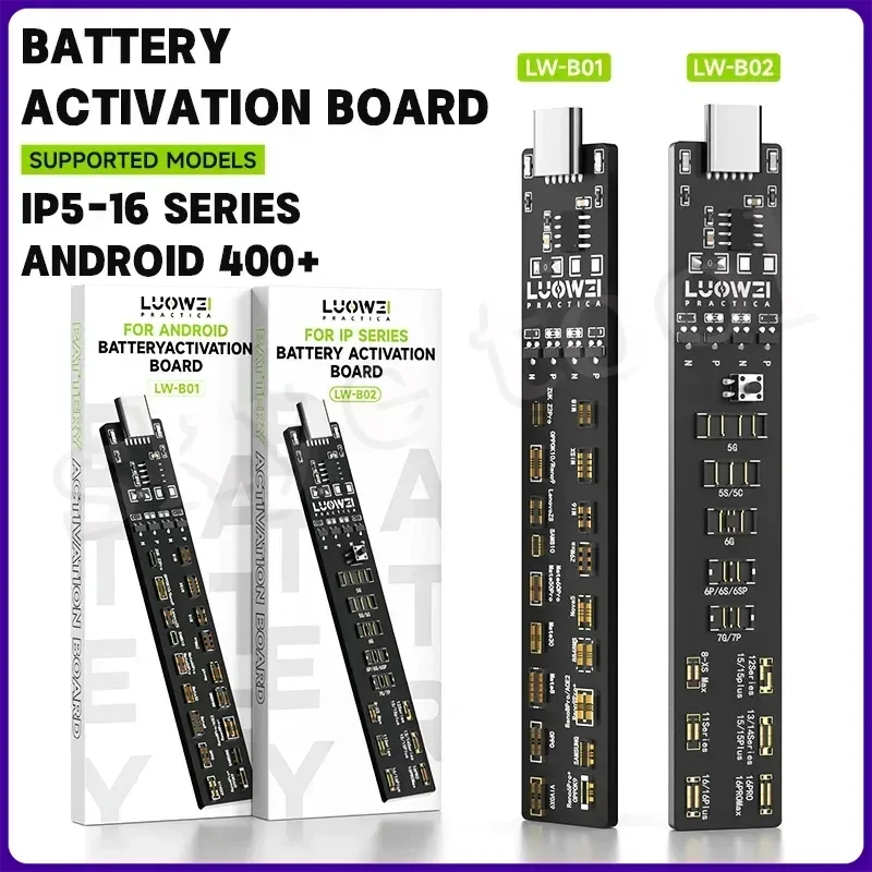 Carte d'activation de la batterie LUOWEI LW-B01/B02 (aucun démontage requis) pour iPhone 5-16 h et activation de la batterie Android en un clic