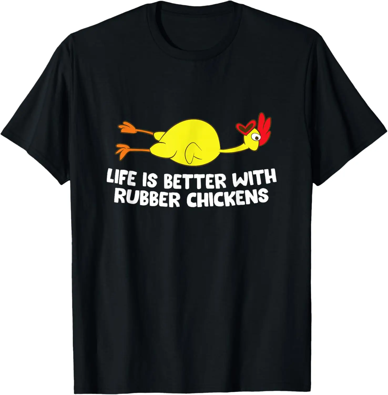 Life Is Better With Chickens Funny Rubber Chicken T-Shirt Small 100% Cotton Trendy Y2K Short-Sleeve Tee – Soft, Quick-Drying, All Occasion Casual  Suitable For Concert Party Hanging Out Sightseeing Trip