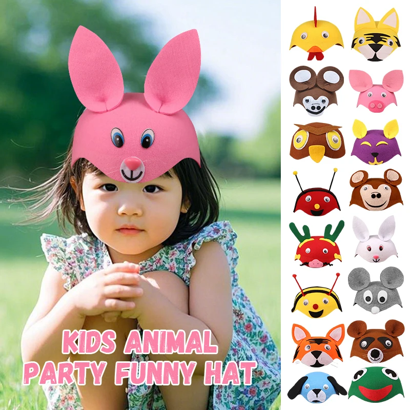 Kids Forest Animal Party Funny Hat Children's Day Gift Kindergarten Zoo Carnival Cosplay Prop Felt Hats Headdress Helmet Cap