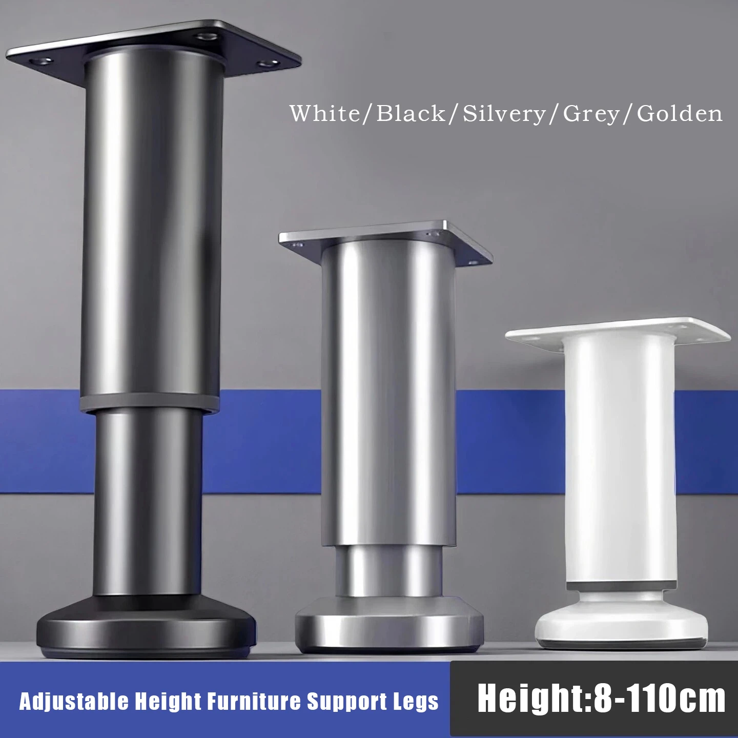 1PCS 8-110cm Adjustable Height Furniture Support Legs for Bed Frame Metal Adjustable Furniture Legs for Bed/Sofa/Cabinet/Couch
