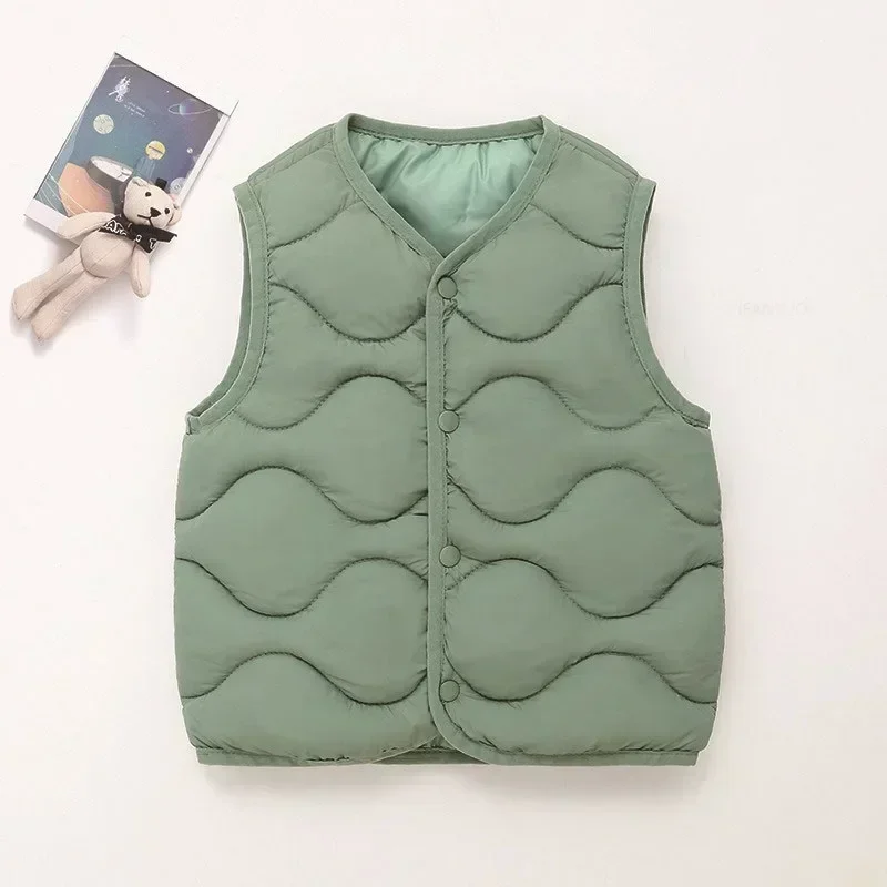 Autumn Winter Children Boys Girls Warm Vest Solid Cotton-Padded Waistcoats Baby 1-6Y Children Thicken Warm Outerwear for Kids