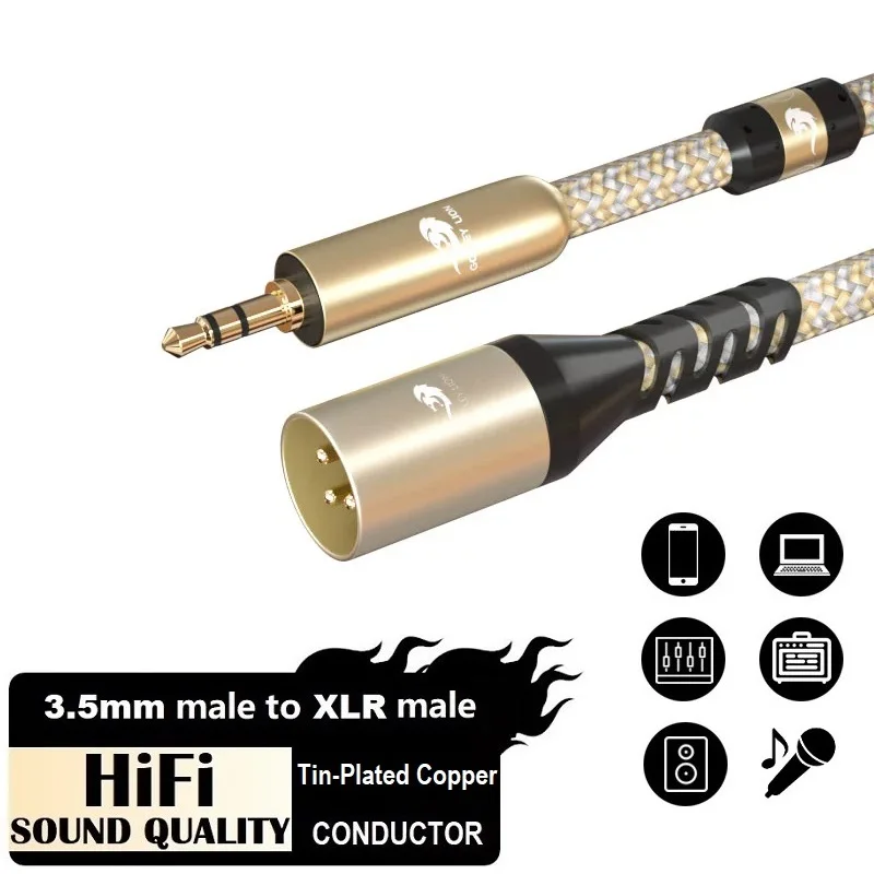 

1/8'' TRS 3.5mm to XLR Male Unbalanced Mic Audio Cable for Amplifier Mixer Console SoundCard Speaker Studio Stage Shielded Cords