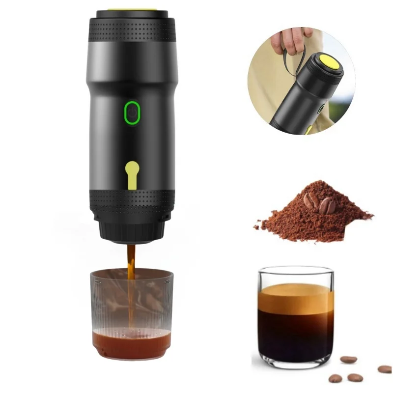 

Portable Electric Espresso Cafe Machine, Outdoor Travel Car Coffee Maker Self-Heating with USB-C, Suit Ground Coffee & Capsule