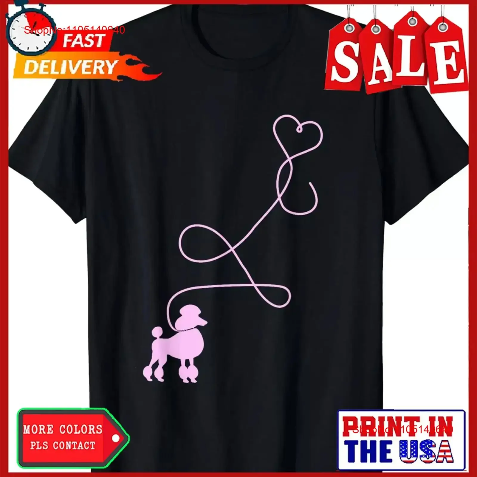 1950's جورب هوب زي الكلب لطيف القلطي القلب تي شيرت خمر غسلها مريحة للتنفس أوم تنوعا قليلا للجنسين #1