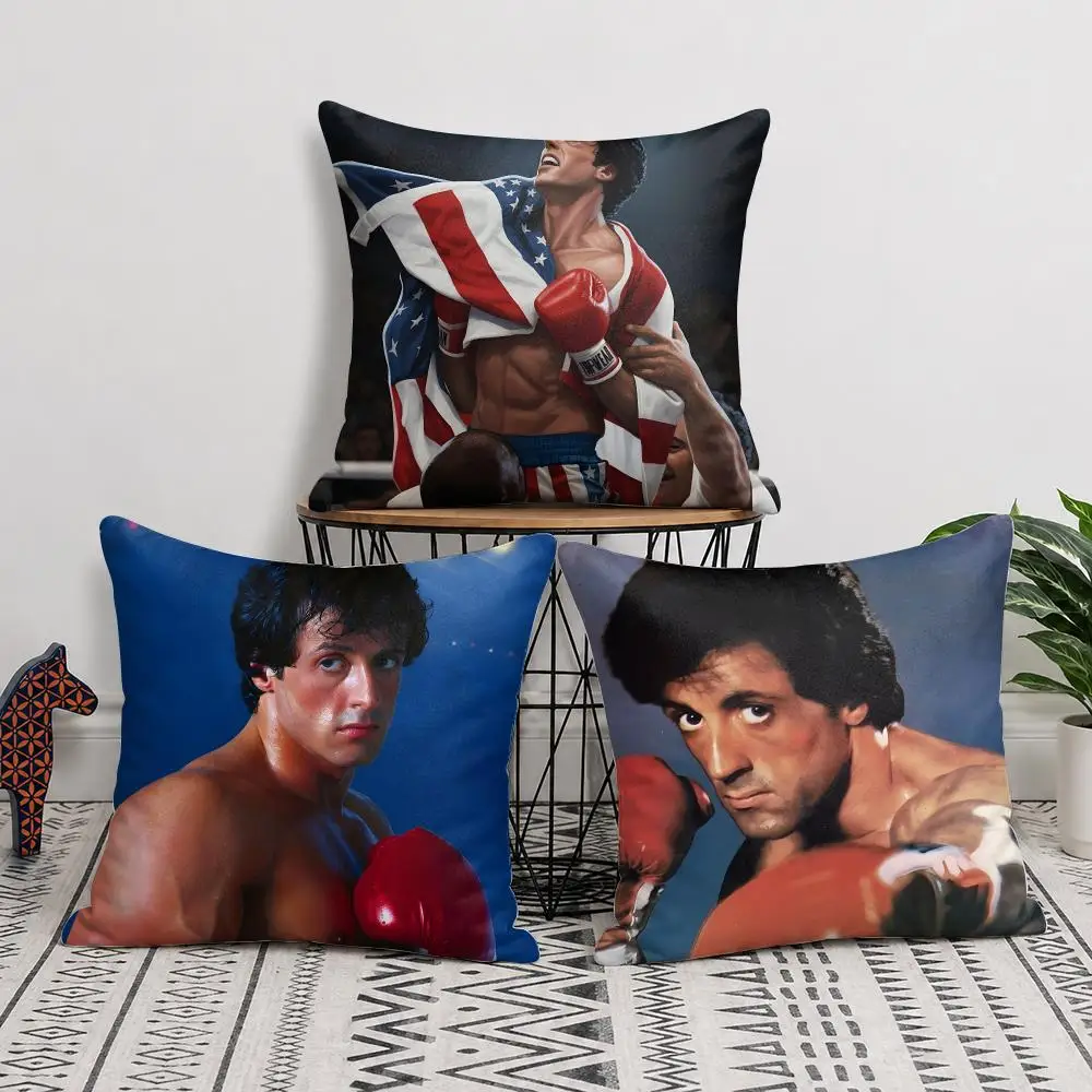 Classic Movie R-Rocky Cushion Cover Double-Sided Plush Sofa Cushion Covers Organic Breathable Invisible Zipper