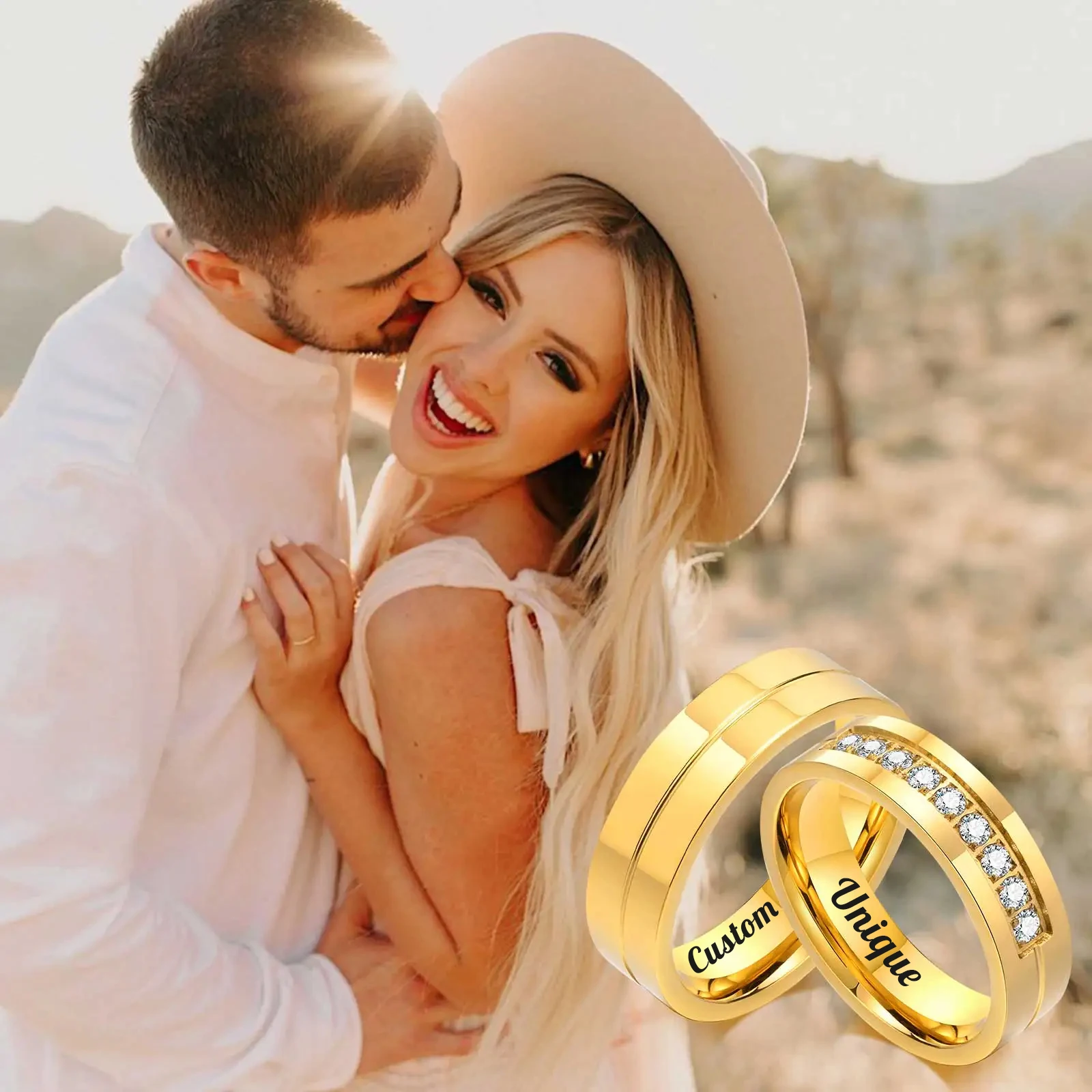 

Couple Rings 1- 2 pieces Engravable Stainless Steel Inner Ring Special Gift Classic Wedding Circumference 52/55mmfor Men Women