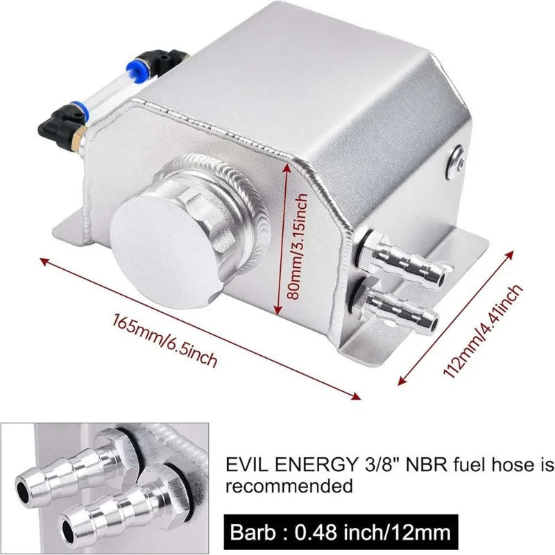Universal Square Oil Catch Tank 1L 2L Modified Car Air Breather Reservoir Auto Accessory