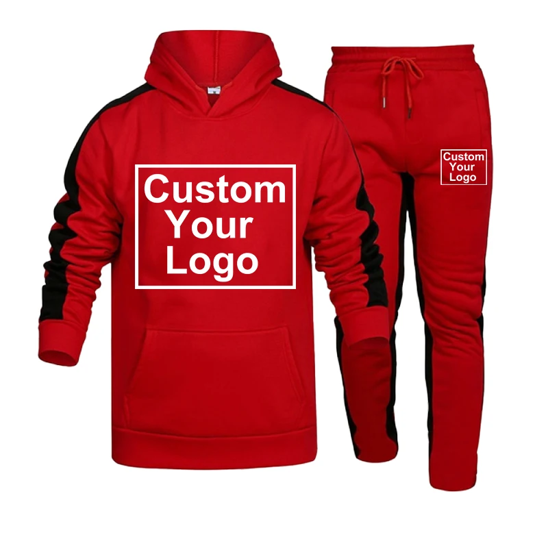 Conjunto de ropa deportiva informal para hombre, Sudadera con capucha y pantalones deportivos, con logotipo personalizado, a la moda, para deportes al aire libre