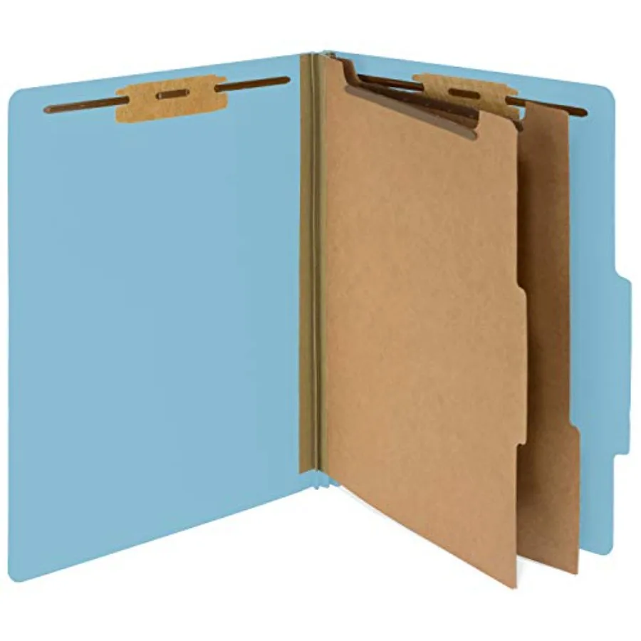

10 Blue Classification Folders with 2 Dividers and 2 Inch Tyvek Expansions for Organizing Medical Law and Office Files