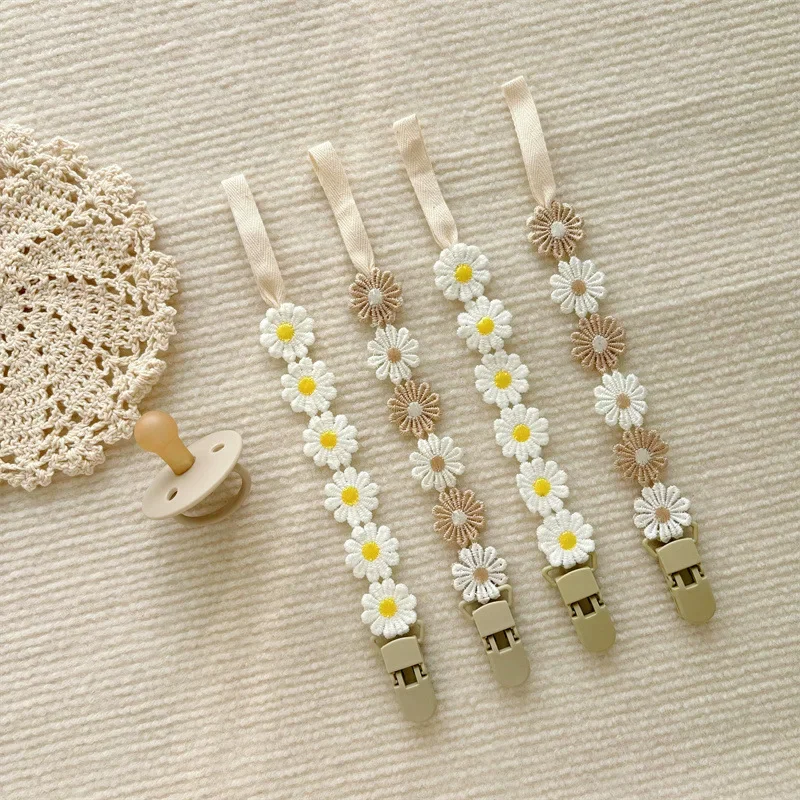 

Little Daisy Pacifier Leashes Baby Pacifier Anti-drop Chain Toddler Dummy Clip Nipple Holder Baby Shower Gift Baby Accessories