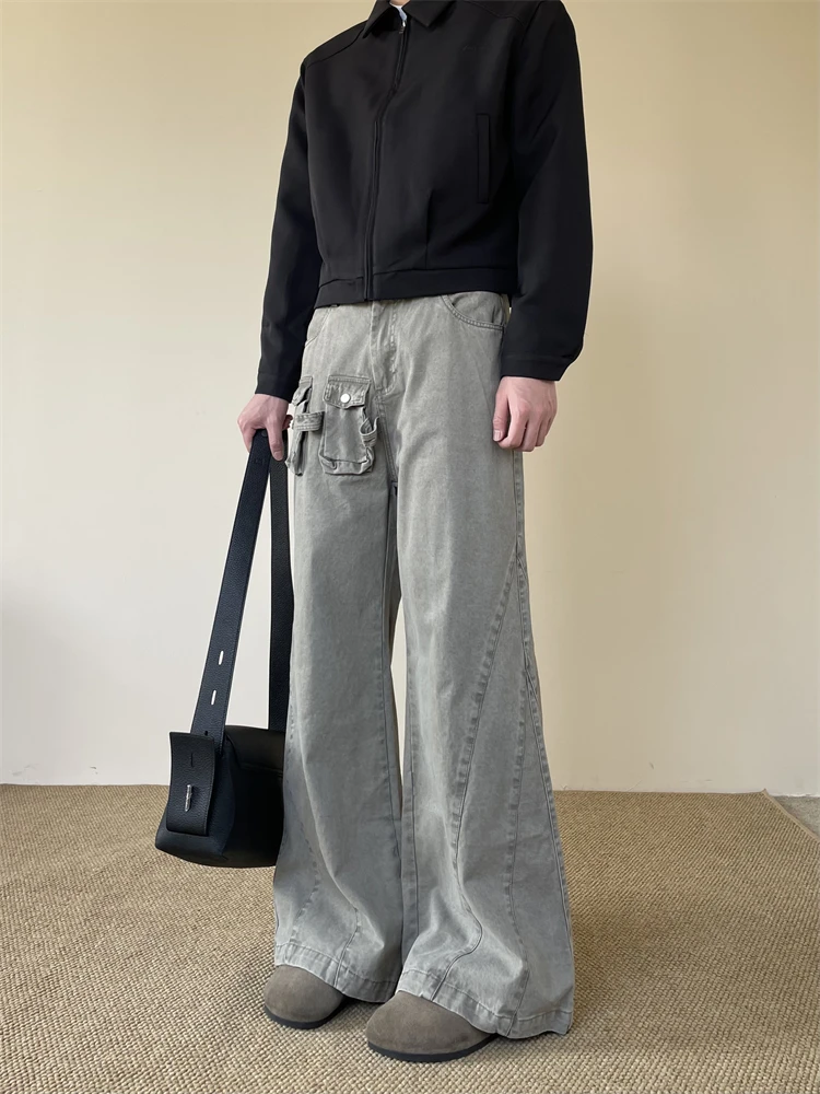 

Tuieng американские ретро Cleanfit деконструированный дизайн рабочие брюки свободные прямые повседневные брюки для мужчин и женщин