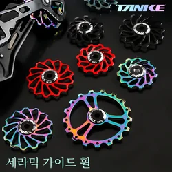 TANKE MTB Bicycle Rear Derailleur Jockey Wheel Ceramic Bearing Pulley AL7075 CNC Road Bike Guide Roller Idler 11T 13T 15T 17T