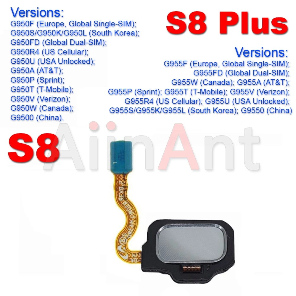 Aiinant Home Button Touch ID Finger Scanner Fingerprint Sensor Flex Cable For Samsung Galaxy S8 S9 Plus G950F G955F G960F G965F