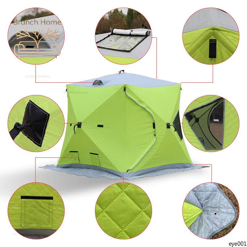Winter Ice Fishing Tent Thickened Insulated Shelter with Special Mat Ice Fishing Hut Gear