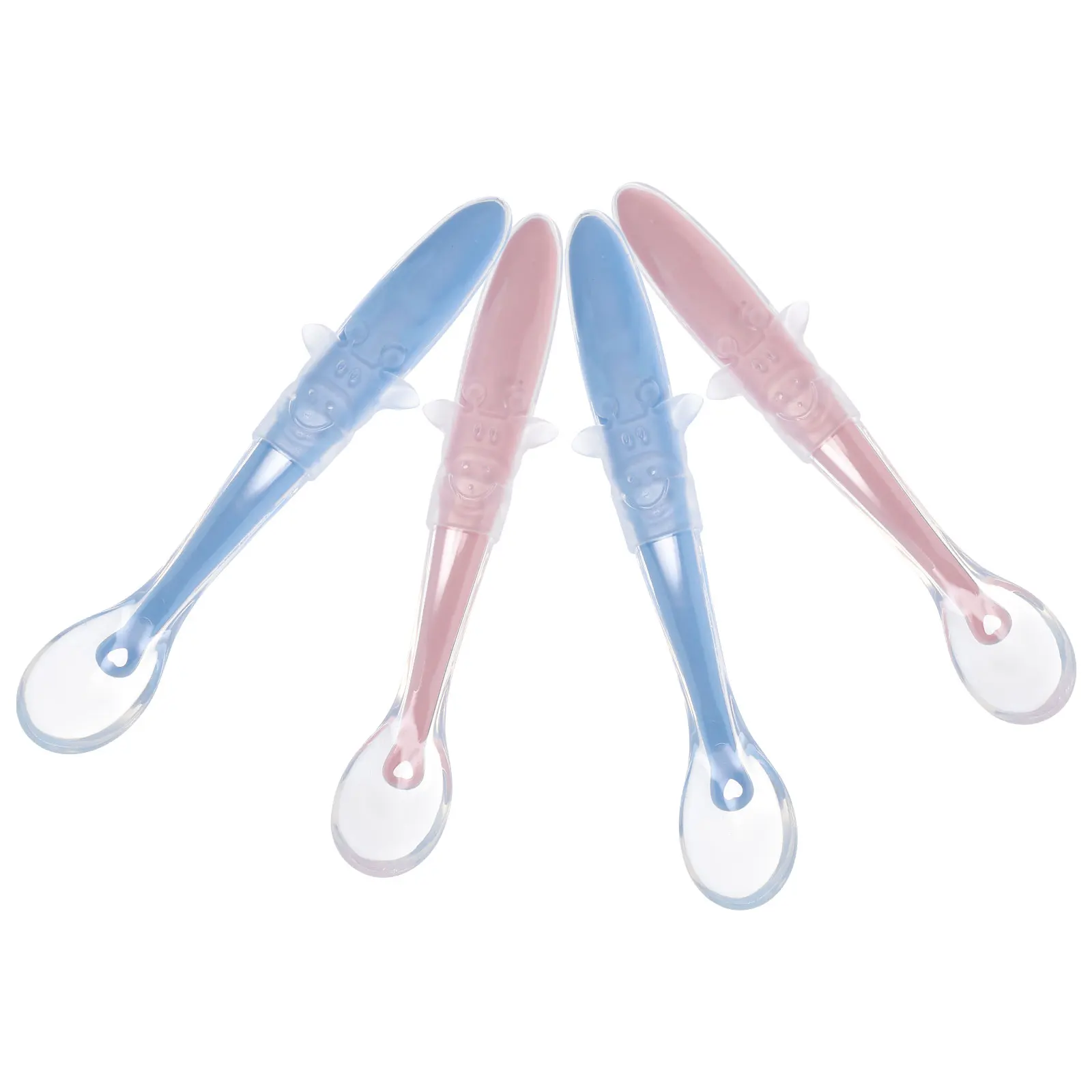 

4Pcs Baby Training Spoon Silicone Infants Complementary Food Spoon Contoured Handle Easy Drying Cleaning