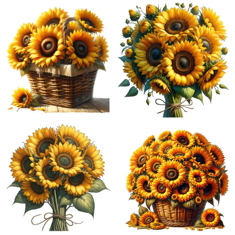 Three Ratels QCF346 Sunflower basket art stickers for home decoration  bright car decals