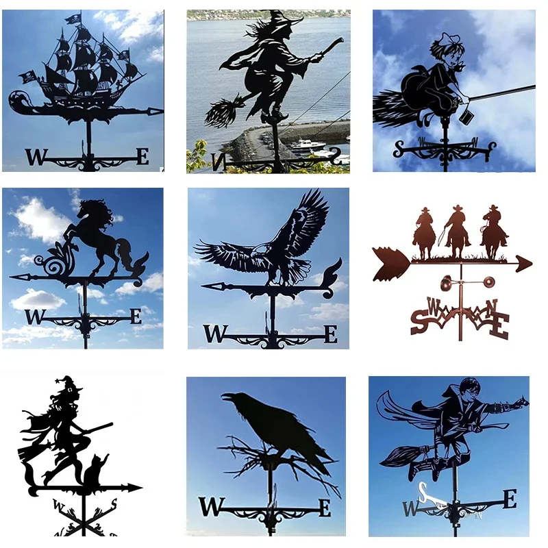 Witch Flying Dragon Iron Weather Vane Decor Outdoors Metal Handicraft Decorations Garden Weathercock Wind Direction Indicator