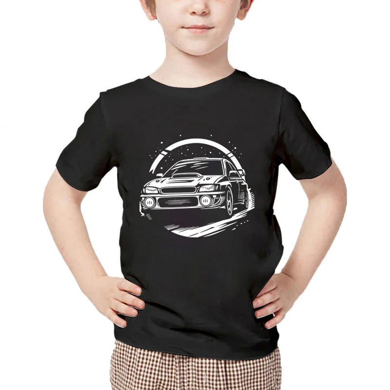 T-shirt imprimé Drift Racing Cartoon pour garçons et filles, tee-shirt du groupe de rallye B, streetwear de voiture, haut à la mode, 2024