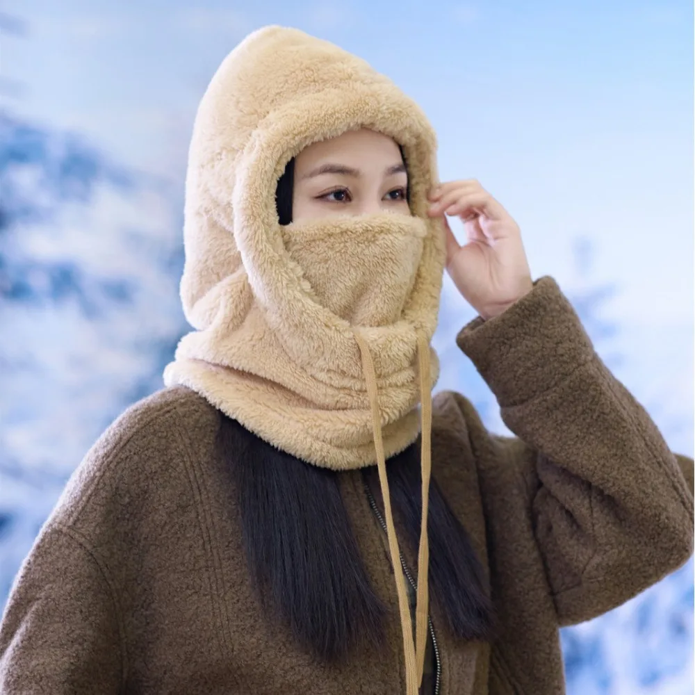 Fashion Winter Balaclava Windproof Thermal Soft Ear Protection Hat Winter Warm Solid Color Scarf Ski Mask Hat