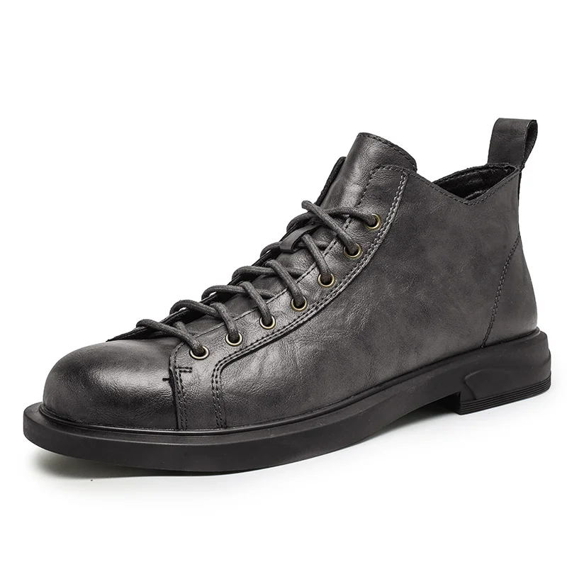 Brand Fashion Genuine Leather Male Casual Shoes 2024 New for Men Motorcycle Boots Classic Male Comfortable Winter Boots