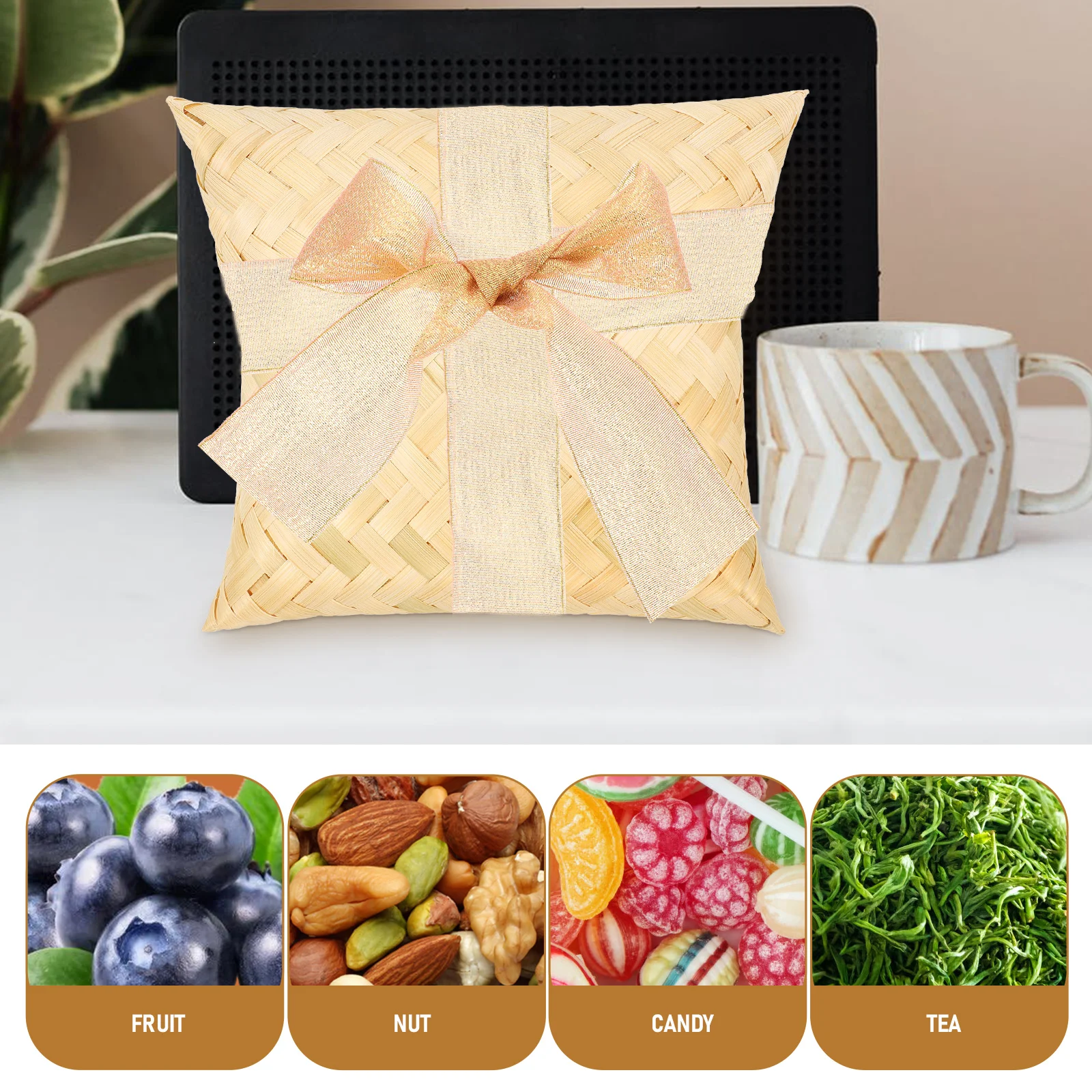 

Bamboo Woven Pillow Gift Box 17x13 5cm Handmade Creative Candy Tea Packaging Basket Storage Baskets Style Home