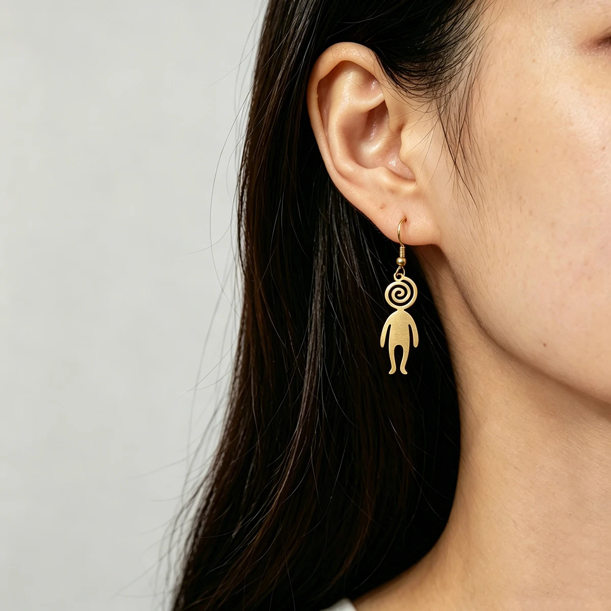 Spiral Head Human Figure Pendant Necklace Hook Dangle Earrings Stainless Steel Abstract Charms Trendy Jewelry Gift for Birthday