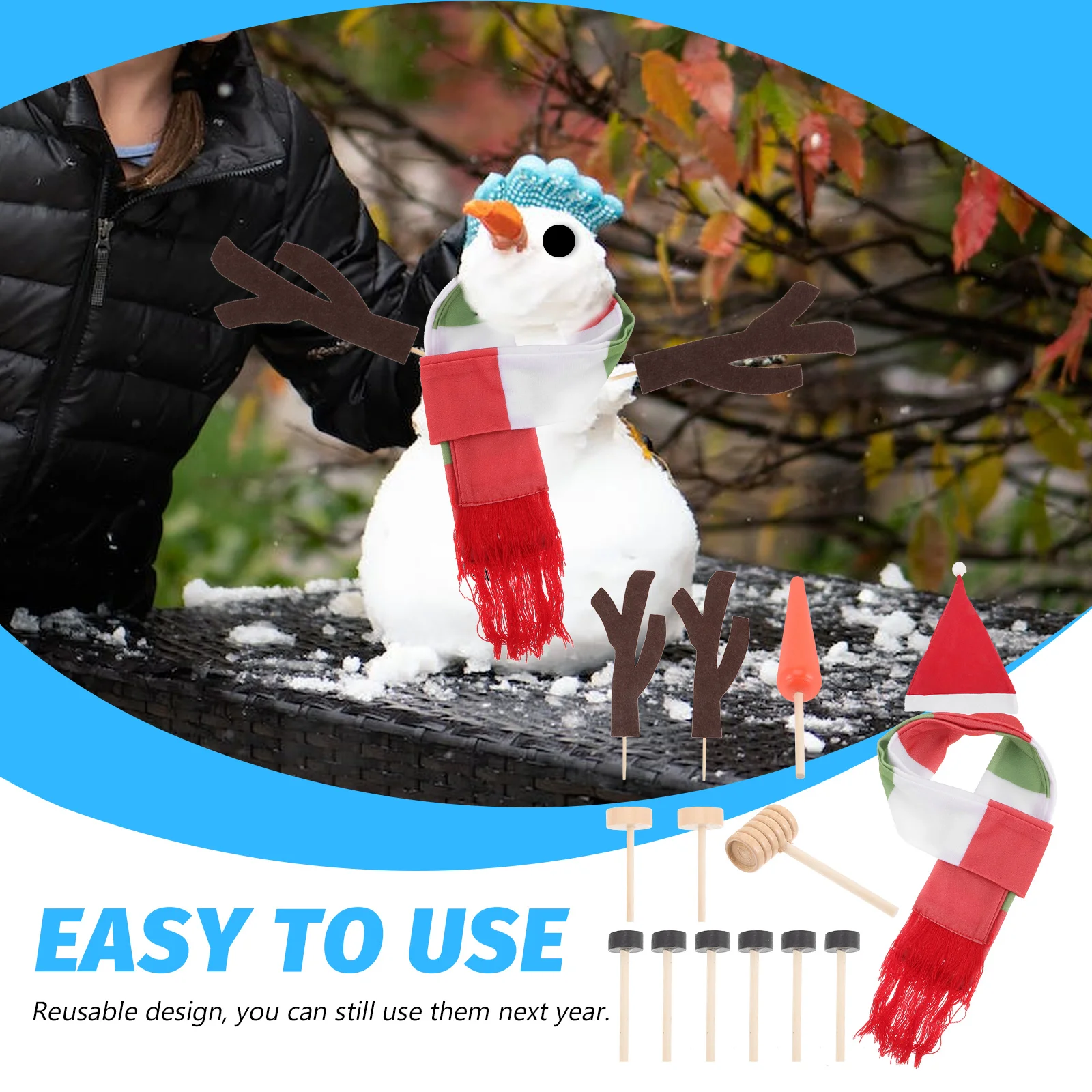 

15 Pcs Snowman Tool Kit Diy Ornaments Christmas Crafts Decorations Accessory Snowmen Wooden Winter Child