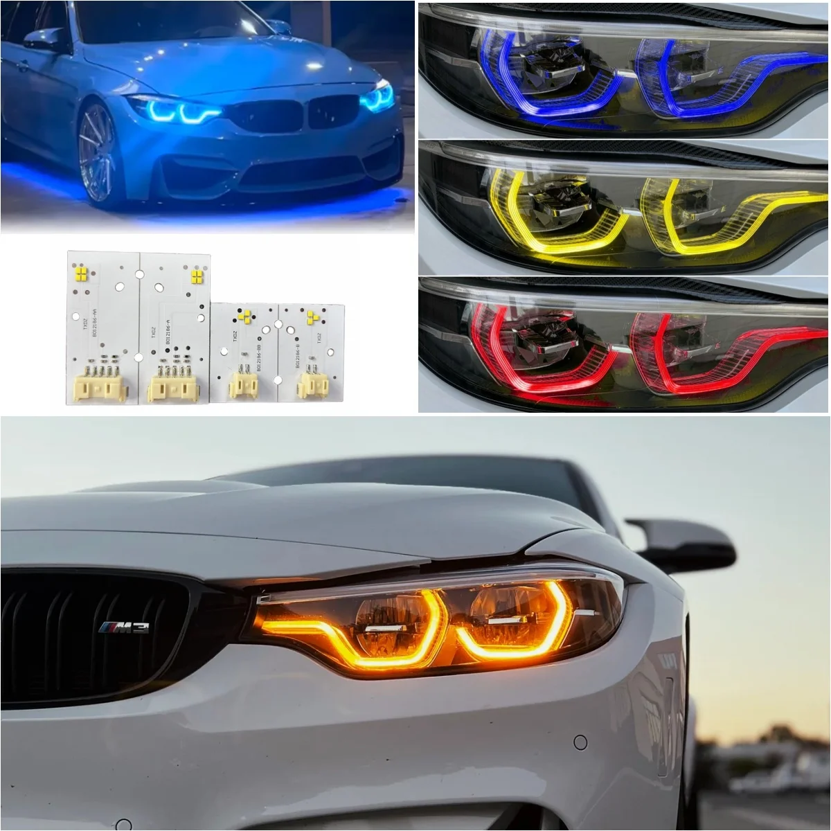 

Non-RGB Adaptive Headlight Angel Eye DRL Boards For 2018 - 2020 BMW F80 F82 F83 M3 M4 LCI 420i 430i 440i Daytime Running Lights
